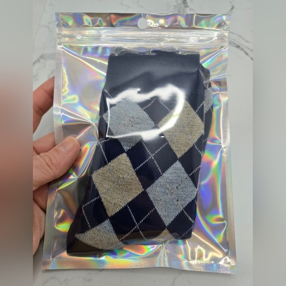 Bohemian | Argyle blue tan maximalist print preppy tube socks - Picture 7 of 7